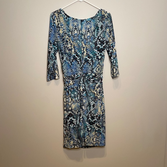 David Meister Midi Multicolor Snake Print Cowl Neck Dress Size 8 - Picture 8 of 14